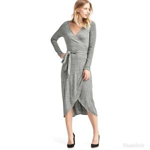Gap Softspun Knit Wrap Midi Dress